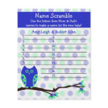 Blue Owl Baby Shower Personalised Game
