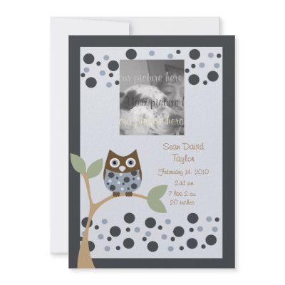 Blue Owl Birth Announcment.. Custom Invites by candystore