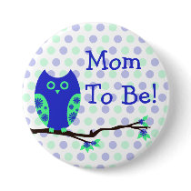 Blue Owl "Mum To Be" Baby Shower Button