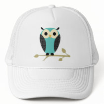 Blue Owl On Limb Trucker Hats