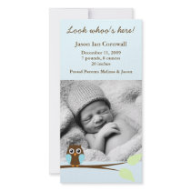 Blue Owl Photo Birth Announcements