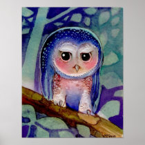 Blue Owl watercolor Posters