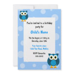 Blue Owls Children's Birthday Invitation