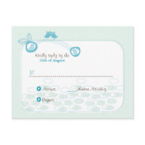 Blue Owls In Love Custom RSVP Reply Postcard