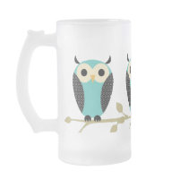 Blue Owls On Limb Coffee Mugs