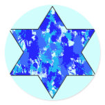 Blue Paint Splatter Jewish Star Stickers