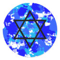 Blue Paint Splatter Jewish Star stickers