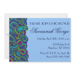Blue Paisley Personalized Invitation