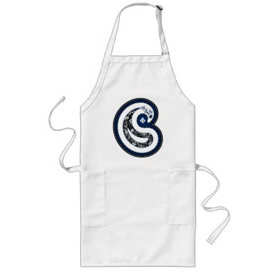 Blue paisley pattern ornate rose aprons by Cammily
