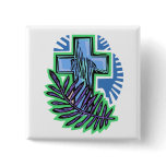 Blue Palm Cross Pin