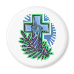 Blue Palm Cross Fridge Magnet