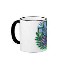 Blue Palm Cross Mugs