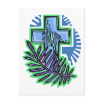 Blue Palm Cross Post Cards