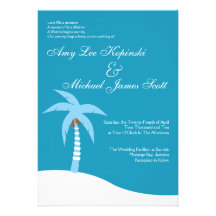 BLUE PALMTREE CARIBBEAN DESTINATION WEDDING INVITES