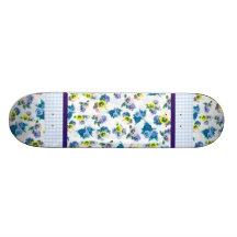 Blue Pansy Flowers floral pattern Skateboard Decks