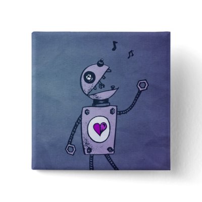 Blue Paper Robot button by borianag