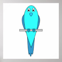 Blue Parakeet Bird Posters