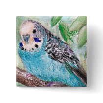 Blue Parakeet Button