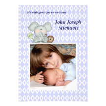 Blue Parfait Photo Birth Announcement