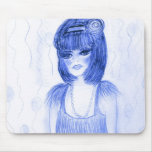 Blue Party Girl Flapper Mouse Pads