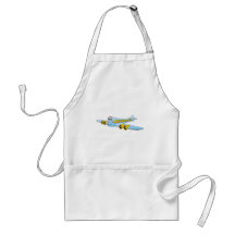 Blue Passenger Jet O Cartoon Apron