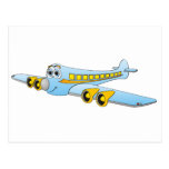 Blue Passenger Jet O Cartoon Post Cards