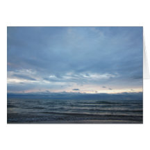 Blue Pastel Sunset on Lake Michigan Blank Notecard