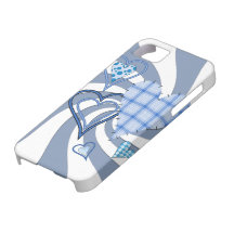Blue Patchwork Hearts iPhone 5 BT Case