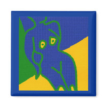 blue patchwork nude magnet