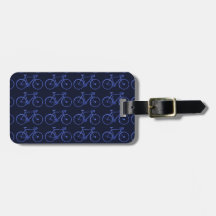 Blue pattern of bikes tags for bags