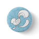 Blue patternized "Walking Bird" Button
