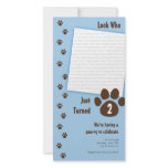 Blue Paw Print Birthday Invitation photo cards
