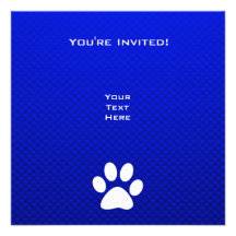 Blue Paw Print Custom Invites