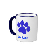 Blue Paw Print Personalised Mug