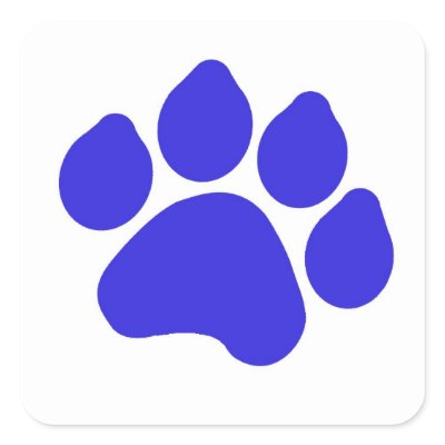 Blue Paw Print Square Sticker by KatiesKreations