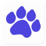 Blue Paw Print Square Sticker