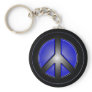 blue peace sign key chains