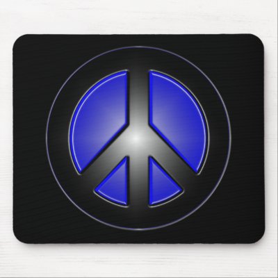 blue peace sign mouse pads by bashaa