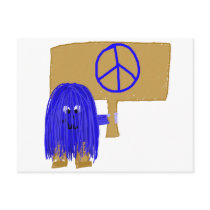 Blue peace sign post card