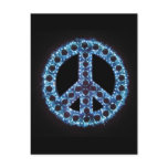 blue peace sign postcard
