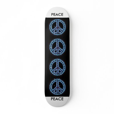 blue peace sign skateboard by wreathmanbob