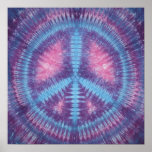 Blue Peace Sign Tie Dye posters