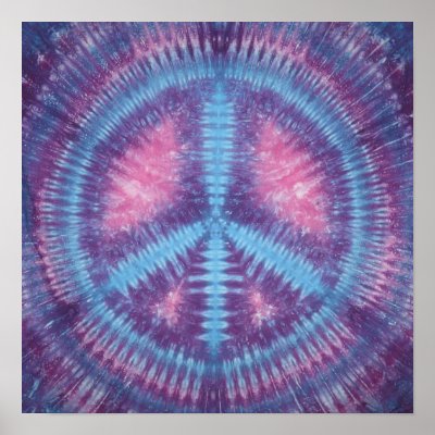 Blue Peace Sign Tie Dye Print by mrtiedye
