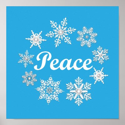 Blue Peace Snowflakes Poster by kittasgraphics