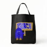 Blue Peace word Tote Bags