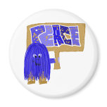 Blue Peace word Refrigerator Magnet