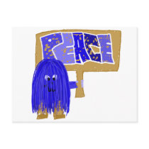 Blue Peace word Postcards