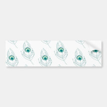 Blue Peacock Feather Print Bumper Stickers