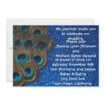 Blue Peacock Feathers Wedding Invitation