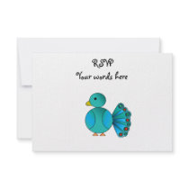Blue peacock personalized announcement